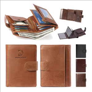 Genuine Leather Large Capacity RFID Blocking Short Wallet